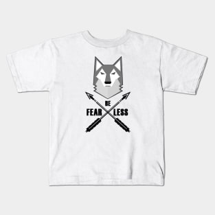 Be FEARLESS Wolf Motivational Entrepreneur Fitness Workout Kids T-Shirt